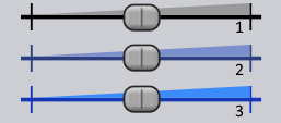 Illustration 7: The shade of blue on a slider tray indicates
whether the parameter is
modulated and by which source.