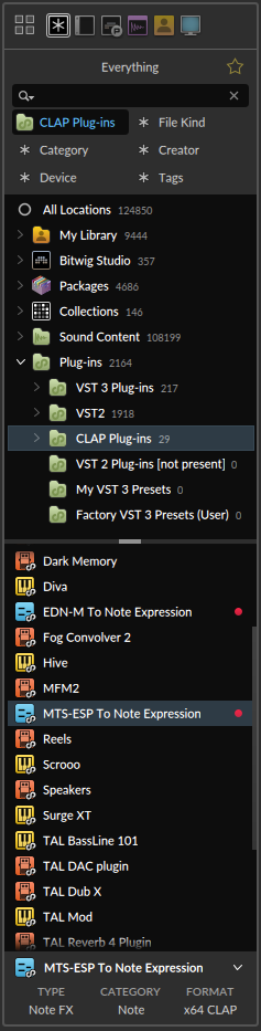 illustration 23: The bitwig CLAP directory, with the tuning claps