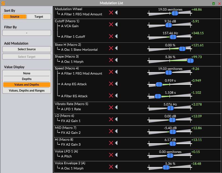 Illustration 34: Modulation list window